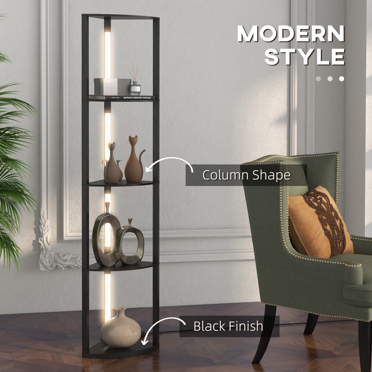 HOMCOM Corner Dimmable LED Floor Lamp 4
