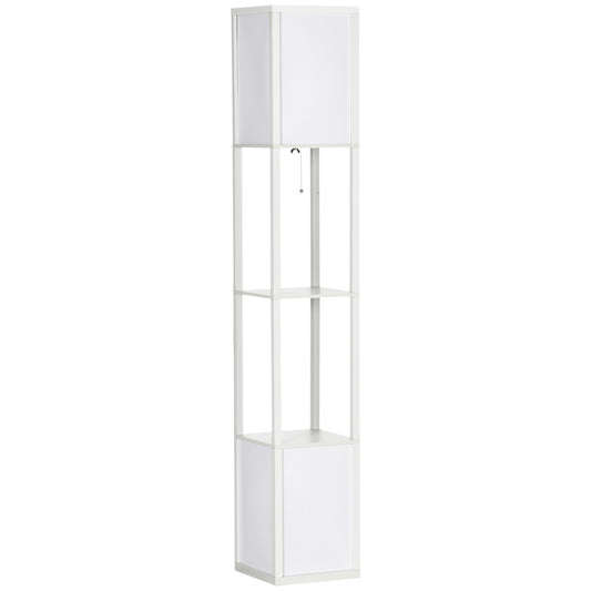 Modern Shelf Floor Lamp with Dual Ambient Light, 156cm, White