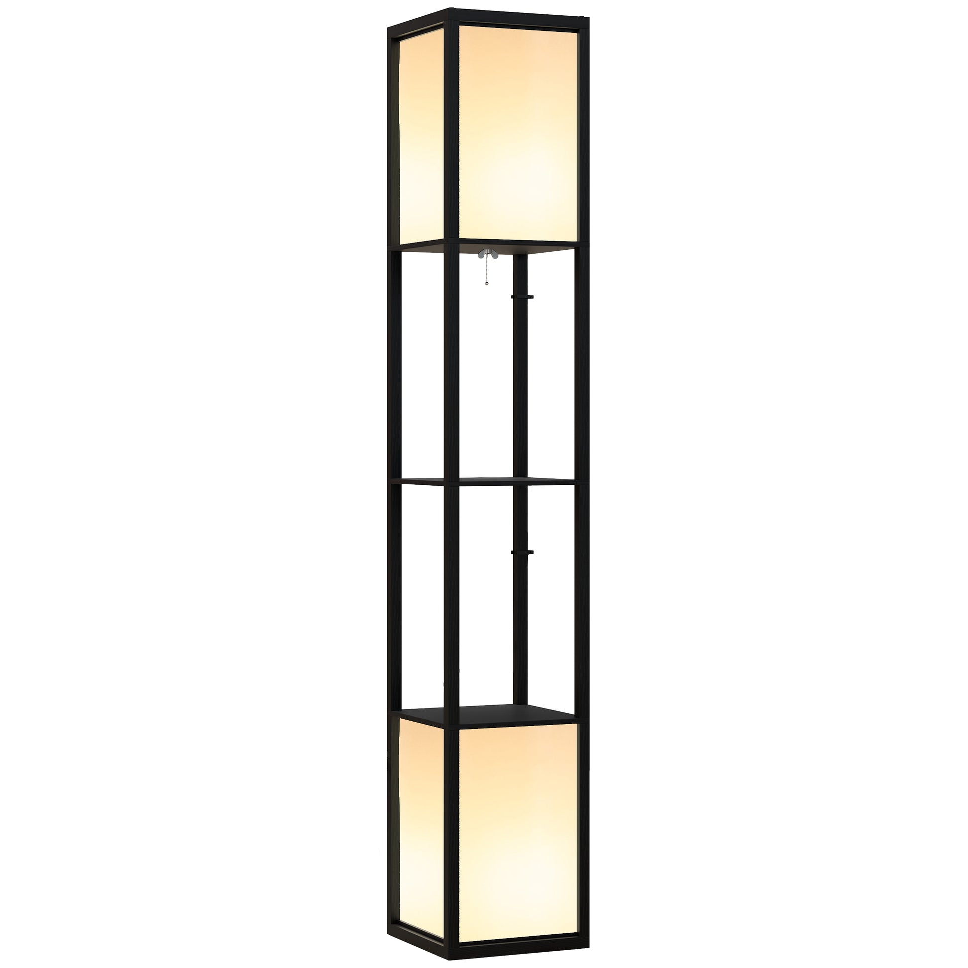 Modern Shelf Floor Lamp with Dual Ambient Light, 156cm, Black
