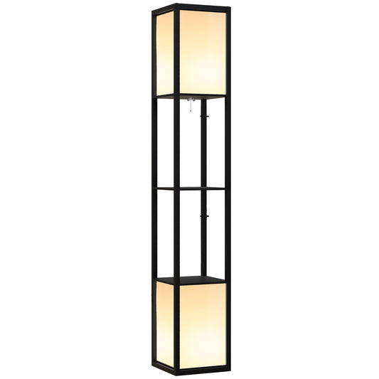 Modern Shelf Floor Lamp with Dual Ambient Light, 156cm, Black