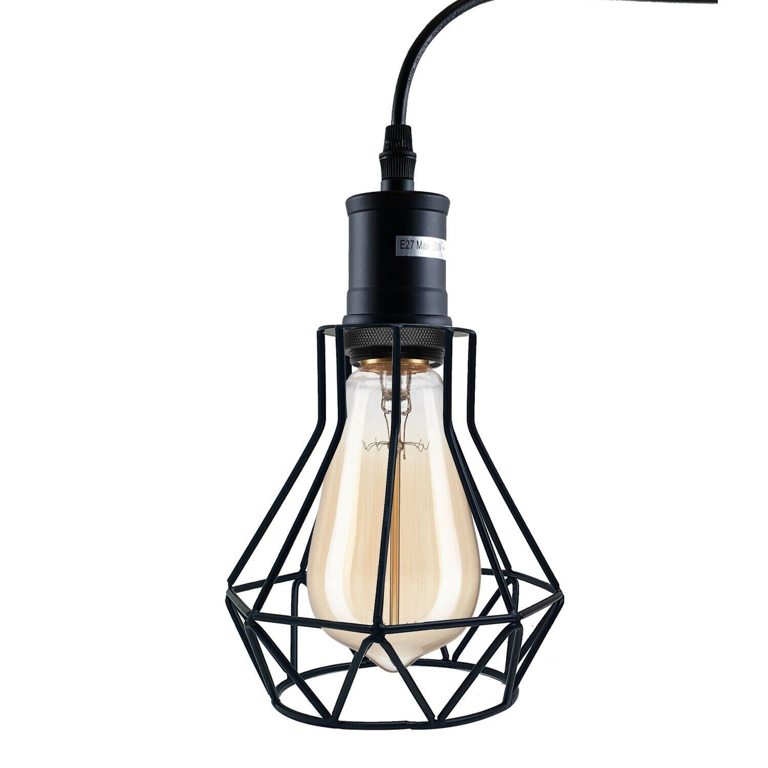 Industrial Black Cage Pendant Light