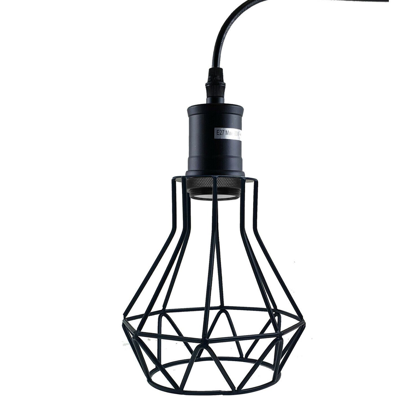 Industrial Black Cage Pendant Detail