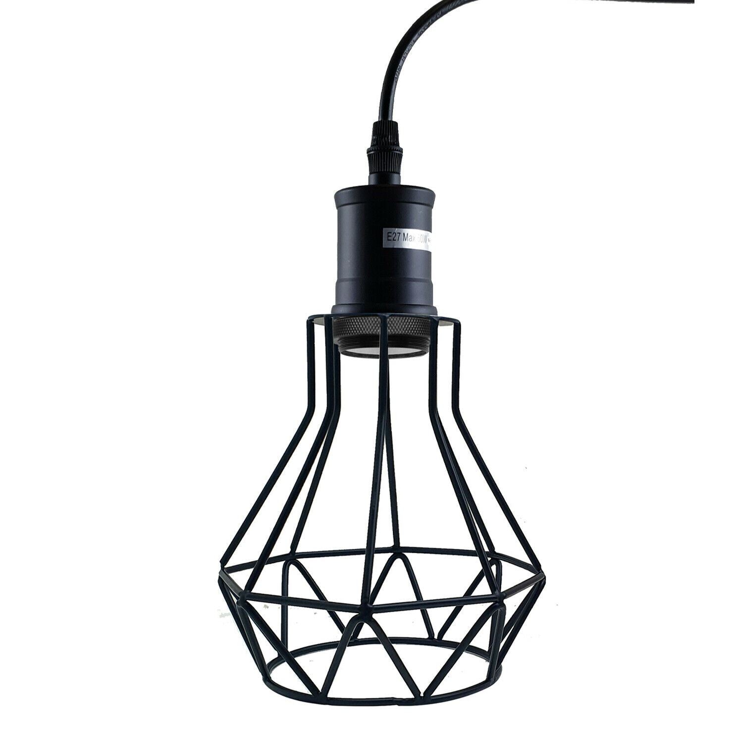 Industrial Black Cage Pendant Detail