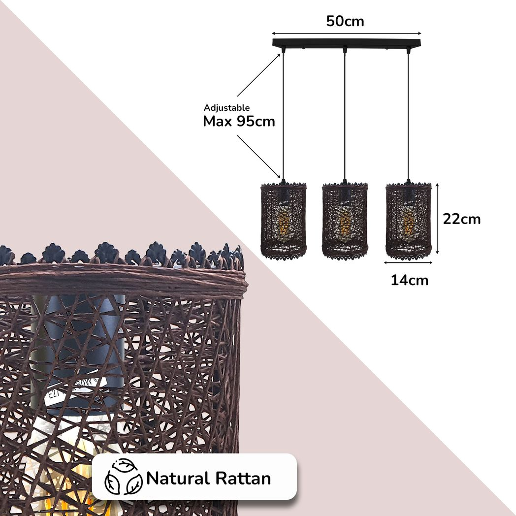 Rectangle Rattan Pendant Hanging