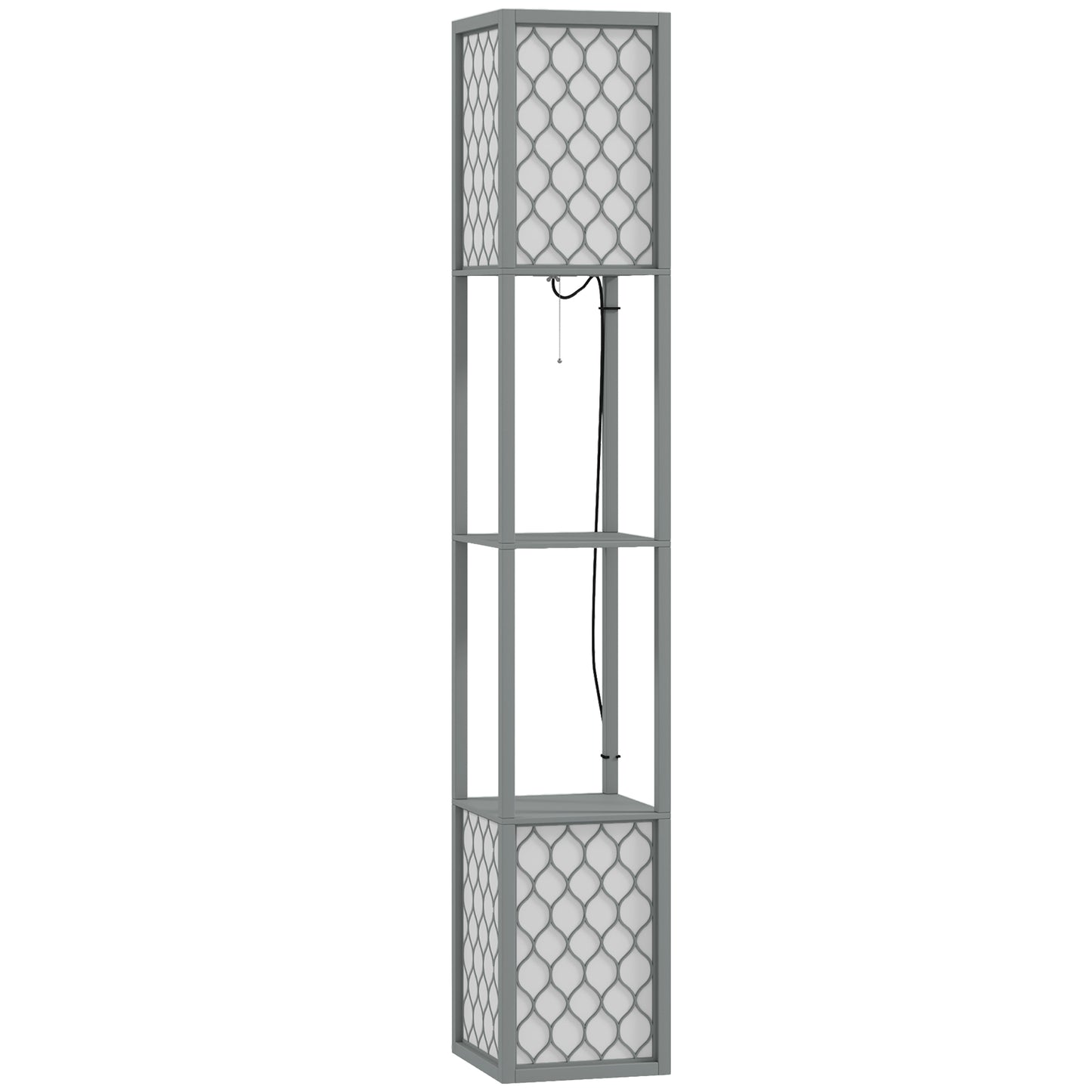 Floor Lamp with Shelves, Dual Light, 160cm, Light Grey