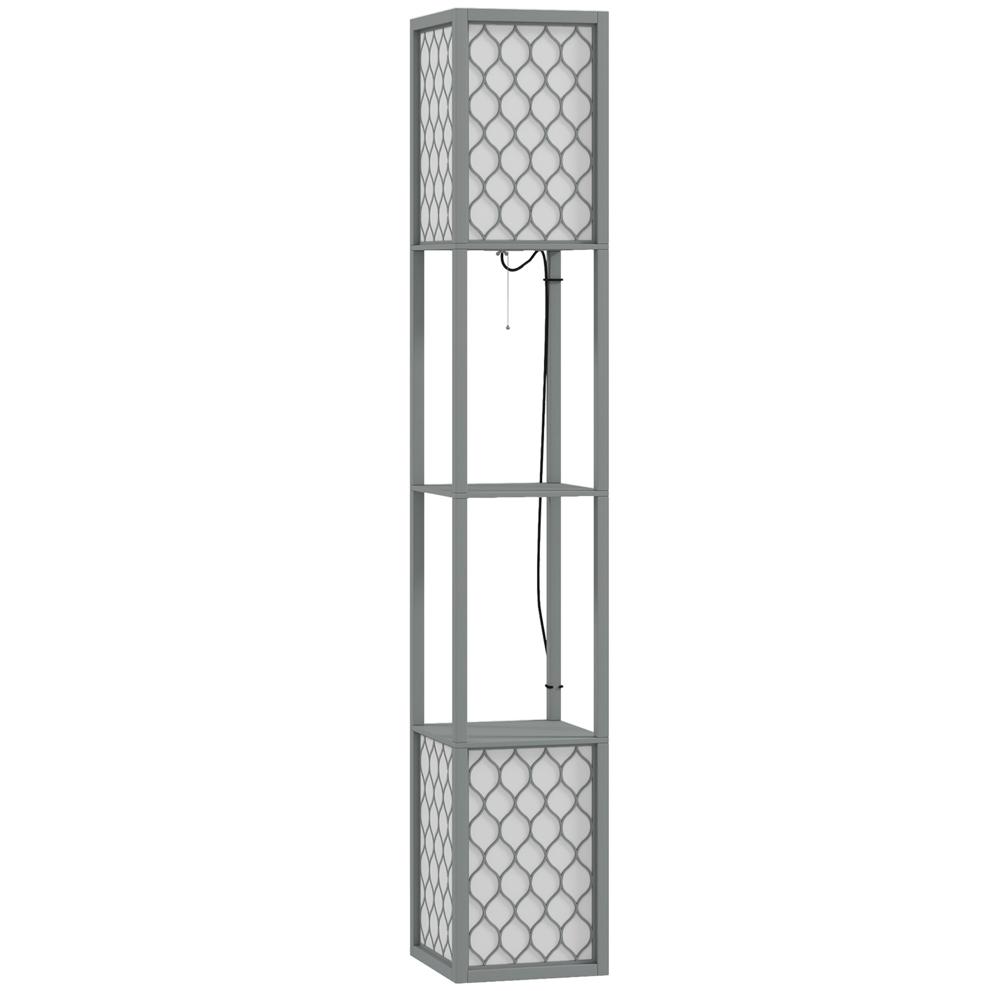 Floor Lamp with Shelves, Dual Light, 160cm, Light Grey