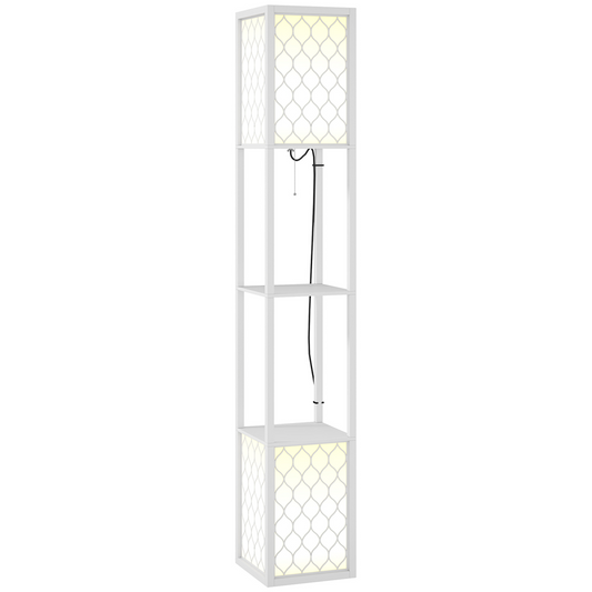 2-Light Floor Lamp with Shelves | White, Living Room & Bedroom
