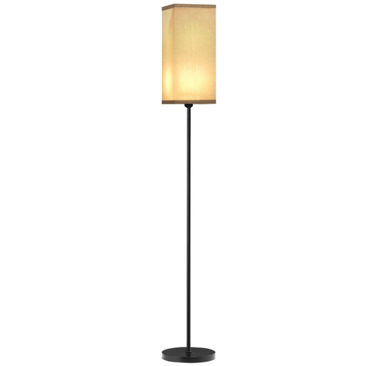 Standing Floor Lamp with Linen Shade, 120cm, Black