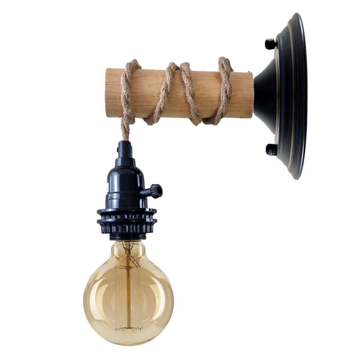 Vintage Wood Metal Retro Wall Lamp