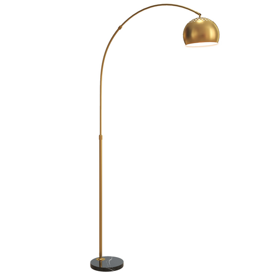 Arc Floor Lamp Gold Tone | Curved Standing Lamp for Living Room, E27