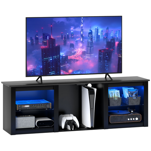160cm TV Unit with LED Lights for up to 65" TV, Black