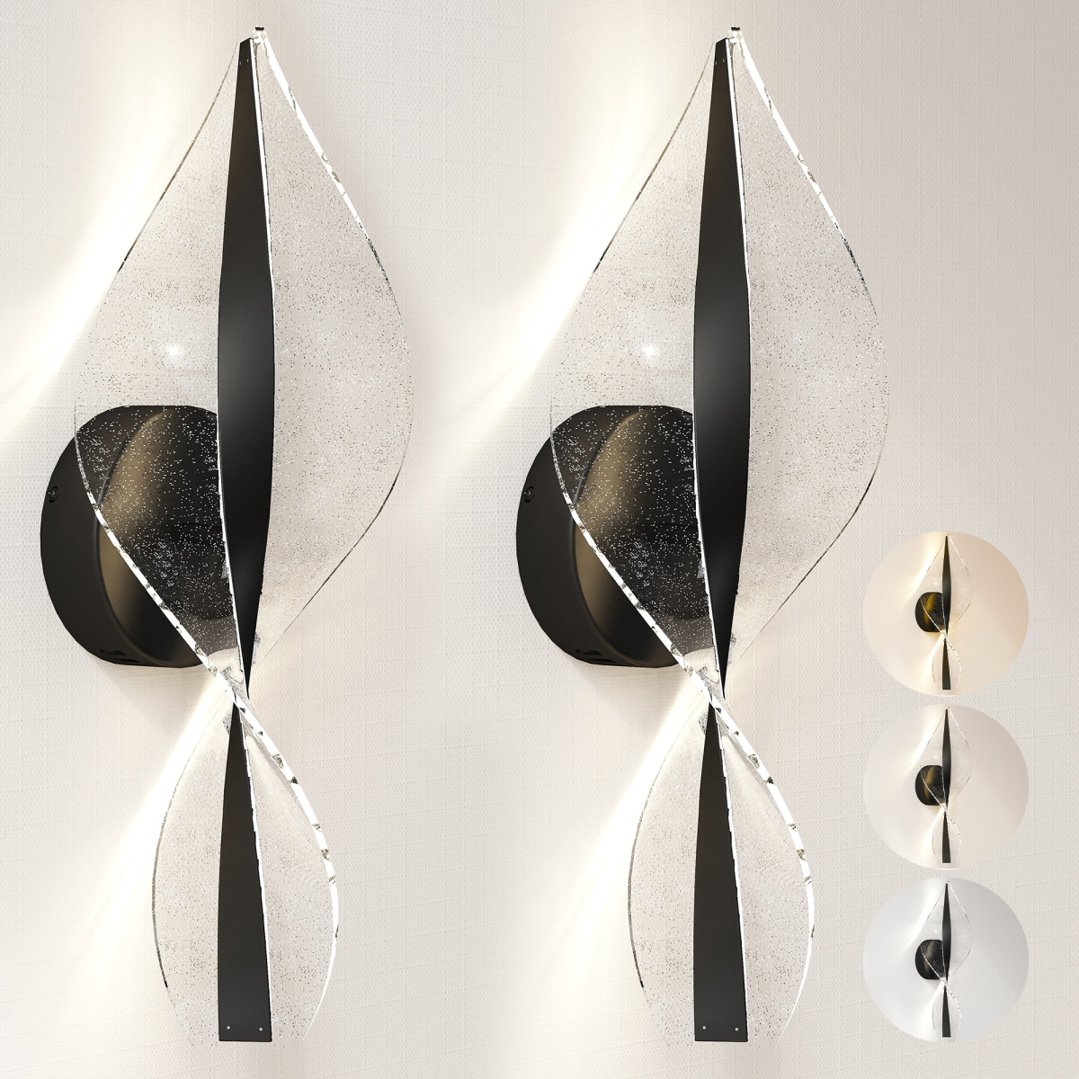 LED Spiral Wall Lights | 2 Pack, Modern Indoor Sconce, Warm White