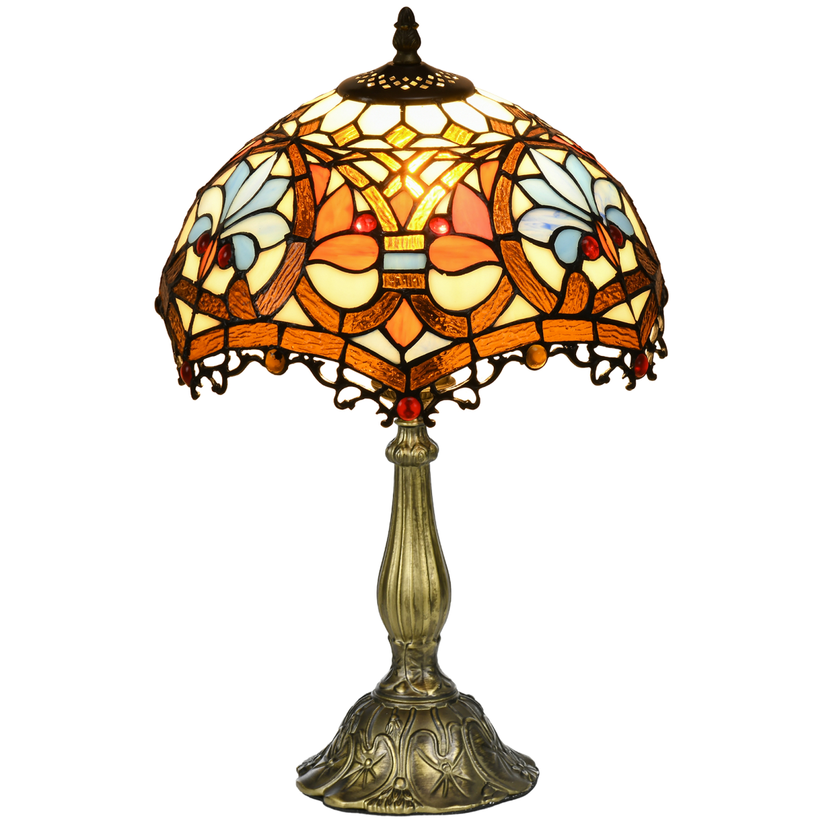 Sunflower Tiffany Table Lamp Large | Antique Stained Glass, Bedside, E27