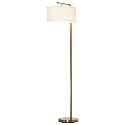 Floor Lamp with Linen Shade & Round Base | Minimalist, E27