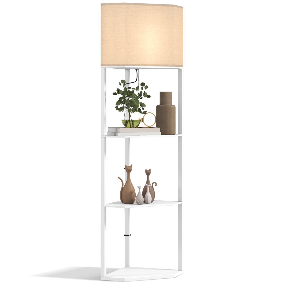 Corner Floor Lamp with Shelves | Modern Standing Lamp, Living Room