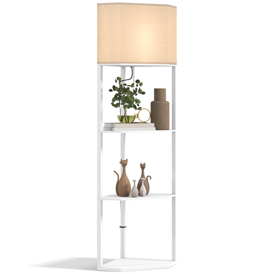 Corner Floor Lamp with Shelves | Modern Standing Lamp, Living Room