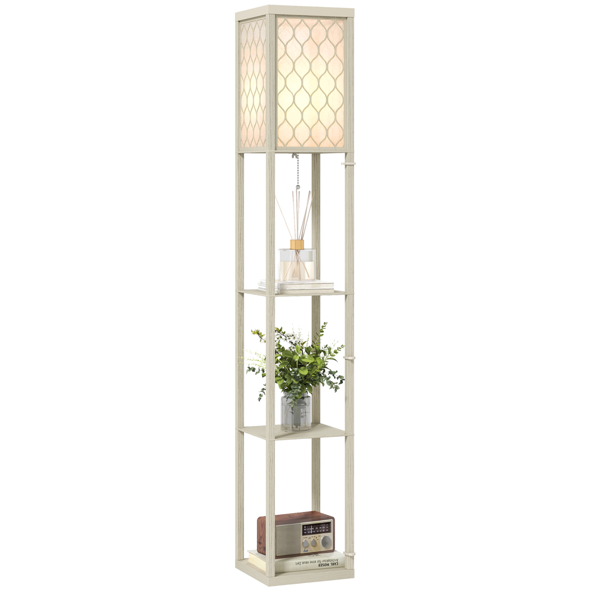 Floor Lamp with 3 Fabric Shade Shelves | Modern Storage Standing Lamp