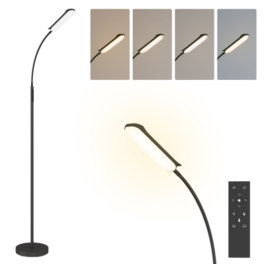 LED Floor Lamp with Magnetic Remote Control | Black, Dimmable, CCT