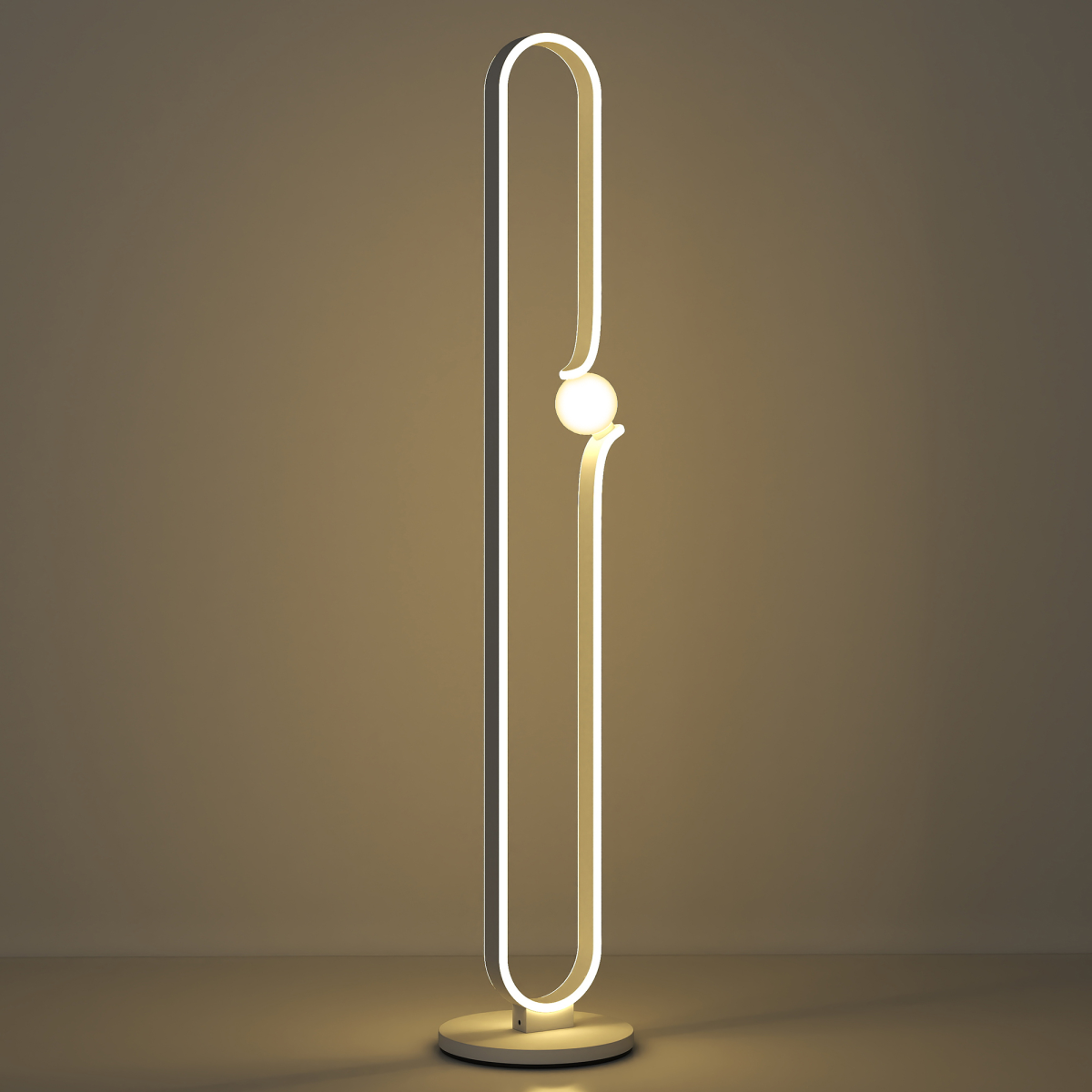 Dimmable LED Floor Lamp with Glass Night Light | White, Foot Switch